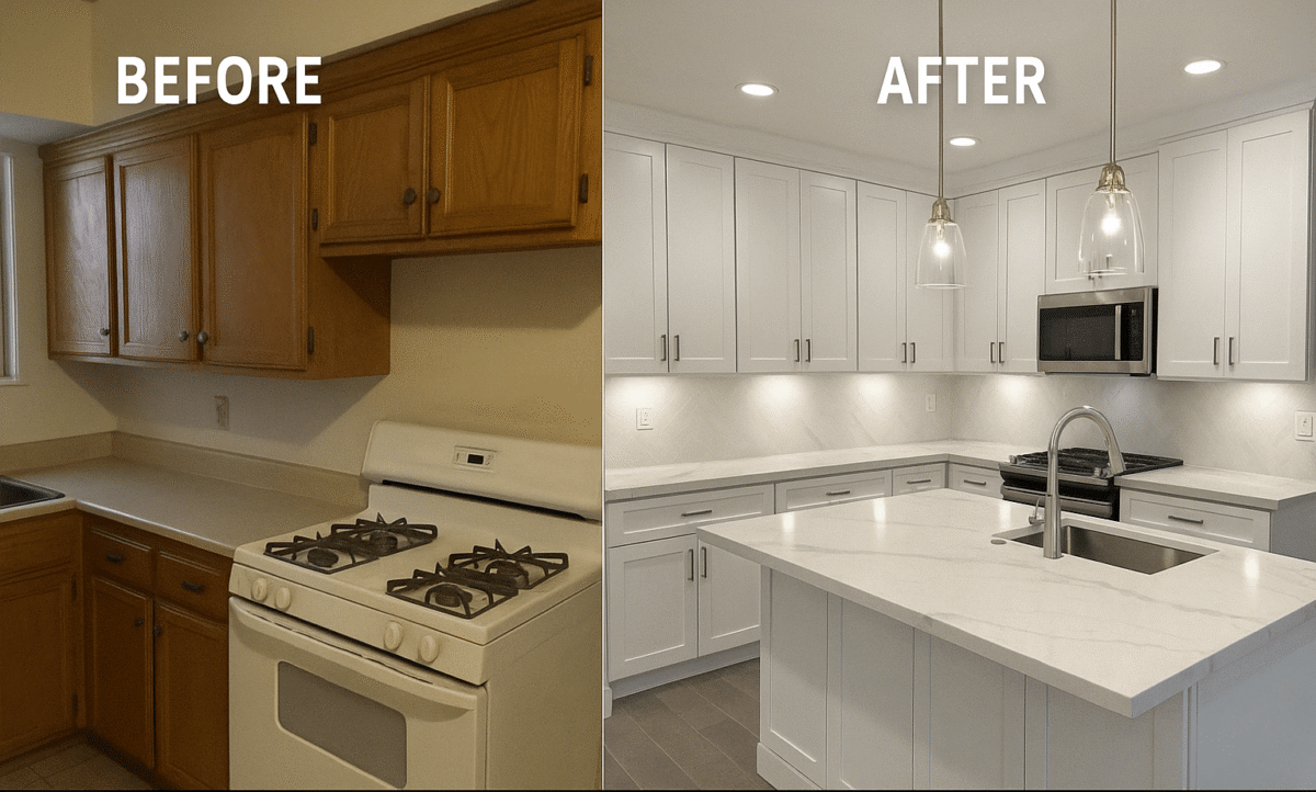Before and after custom kitchen in Cathedral City